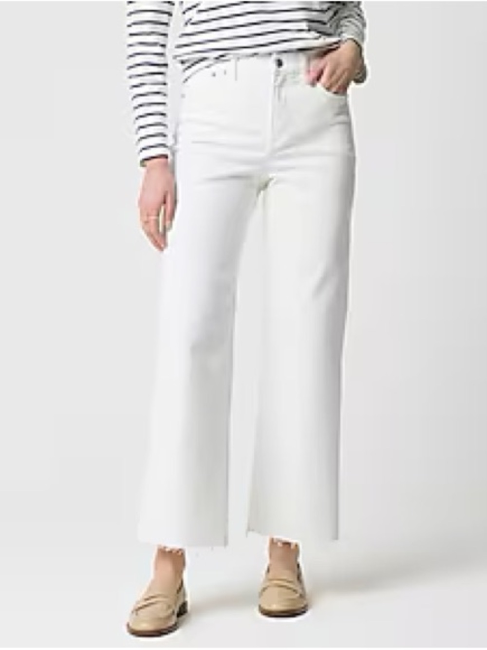 J. Crew Factory White Wide-Leg Cropped Jeans 31 Long